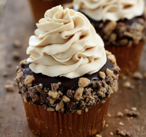Toffee Crunch Cupcakes with Caramel Frosting